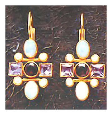 Cellini Cross Opal, Amethyst and Pearl Earrings