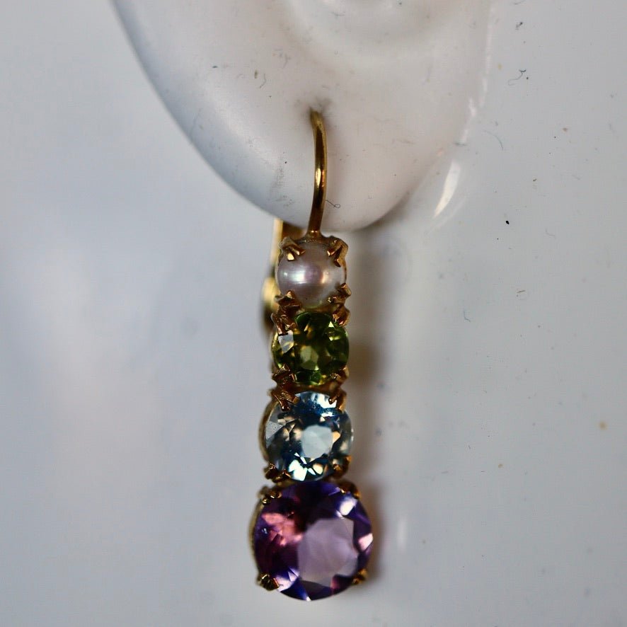 9ct peridot & amethyst earrings