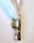 Christina Rossetti 14k Gold, Amethyst, Blue Topaz, Peridot and Pearl Earrings