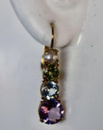 Christina Rossetti Amethyst, Blue Topaz, Peridot and Pearl Earring
