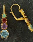 Christina Rossetti Blue Topaz, Amethyst, Garnet and Opal Earrings