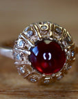 Clara Schumann 14k Gold, Garnet and Diamond Ring