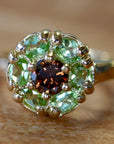 Connemara 14k Gold, Peridot and Cognac Diamond Ring