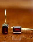 Contemporary Drop Garnet Earrings