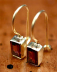 Contemporary Drop Garnet Earrings