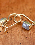 Contemporary Drop Gray Moonstone Earrings