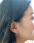 Contemporary Drop Gray Moonstone Earrings
