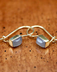 Contemporary Drop Gray Moonstone Earrings