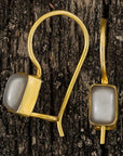 Contemporary Drop Gray Moonstone Earrings