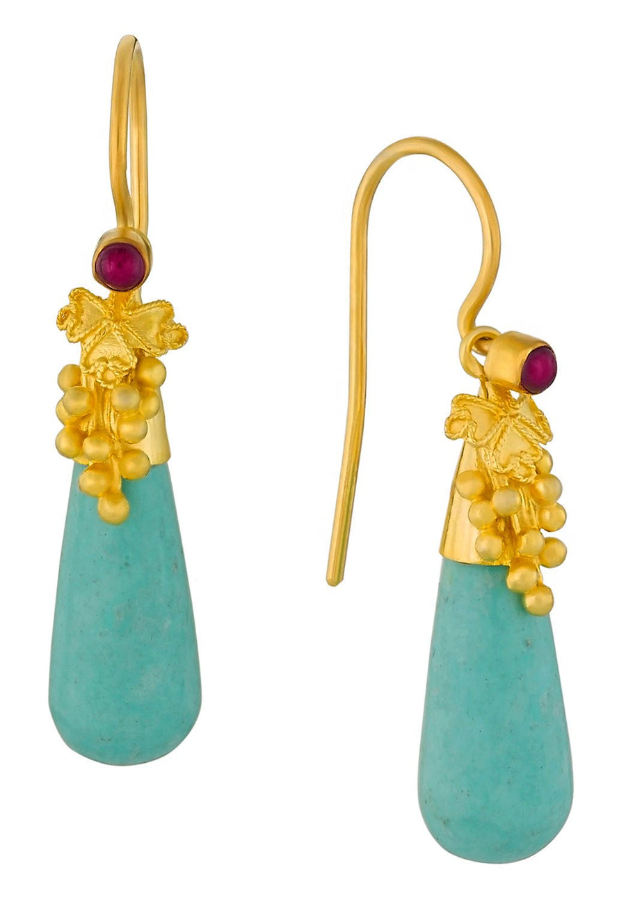 Corinthian Turquoise and Garnet Earrings
