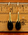 Cornflower Bud 14k Gold and Onyx Drop Earrings