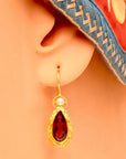 Coventry 14k Gold, Garnet and Pearl Earrings