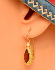 Coventry 14k Gold, Garnet and Pearl Earrings