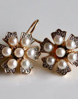 Crest 14k Gold, Diamond and Pearl Earrings