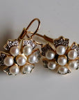 Crest 14k Gold, Diamond and Pearl Earrings