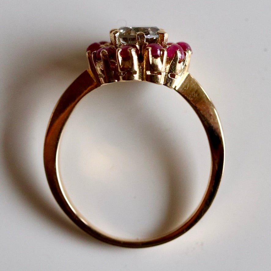 Daisy Buchanan 14k Gold, Champagne Diamond and Ruby Ring