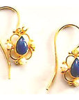 Daphne Dearheart Lapis and Pearl Screw Back Earrings