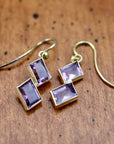 Double Diamond Amethyst Earrings