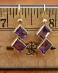 Double Diamond Amethyst Earrings