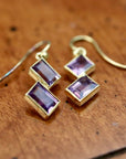 Double Diamond Amethyst Earrings
