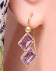 Double Diamond Amethyst Earrings