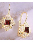 Duchess Of York 14k Gold, Garnet and Diamond Earrings