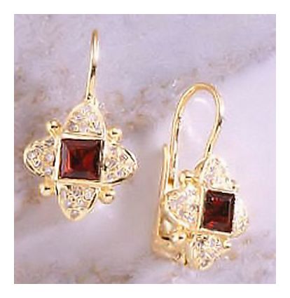 Duchess Of York 14k Gold, Garnet and Diamond Earrings