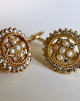 East India 14k Gold, Diamond and Pearl Earrings