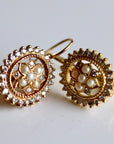 East India 14k Gold, Diamond and Pearl Earrings