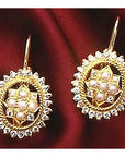 East India 14k Gold, Diamond and Pearl Earrings