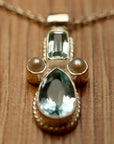 Eleanora Duse Necklace: Silver, Blue Topaz and Pearls