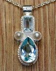 Eleanora Duse Necklace: Silver, Blue Topaz and Pearls
