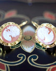 Elizabeth Barrett 14k Gold and Conch Cameo Earrings