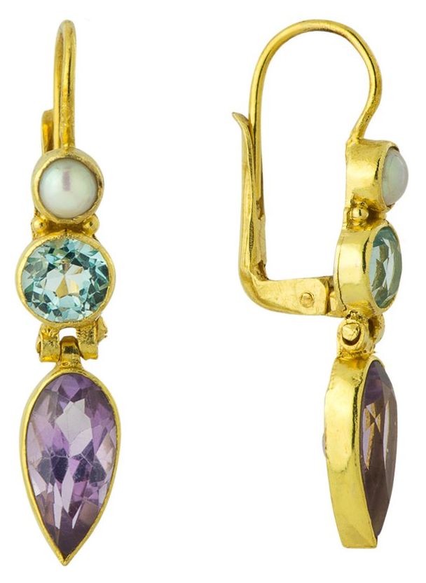 Top Ellen Terry Garnet and Pearl Earrings