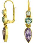 Ellen Terry Amethyst, Blue Topaz and Pearl Earrings