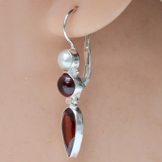 Ellen Terry Garnet and newest Pearl Earrings