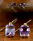 Emerald Cut Amethyst Earrings