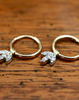 Fleur-De-Lys 14k Gold and Diamond Earrings