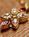 Flora Garnet, Cubic Zirconia and Pearl Necklace