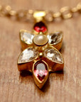 Flora Garnet, Cubic Zirconia and Pearl Necklace