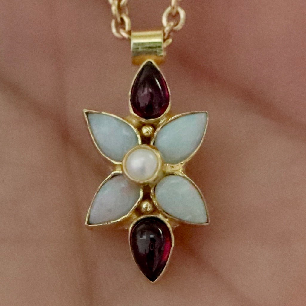 Flora Opal, Garnet and Pearl Necklace Museum of Jewelry
