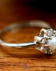 Flower 14k Gold, Pearl and Diamond Ring