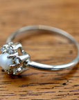 Flower 14k Gold, Pearl and Diamond Ring