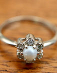 Flower 14k Gold, Pearl and Diamond Ring