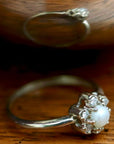 Flower 14k Gold, Pearl and Diamond Ring