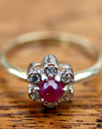 Flower 14k Gold, Ruby and Diamond Ring