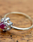 Flower 14k Gold, Ruby and Diamond Ring