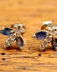 Flutter 14k Gold, Diamond and Sapphire Earrings