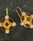 Fontainebleau Garnet and Pearl Earrings