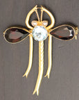 Garnet, Blue Topaz and Pearl Dragonfly Pin